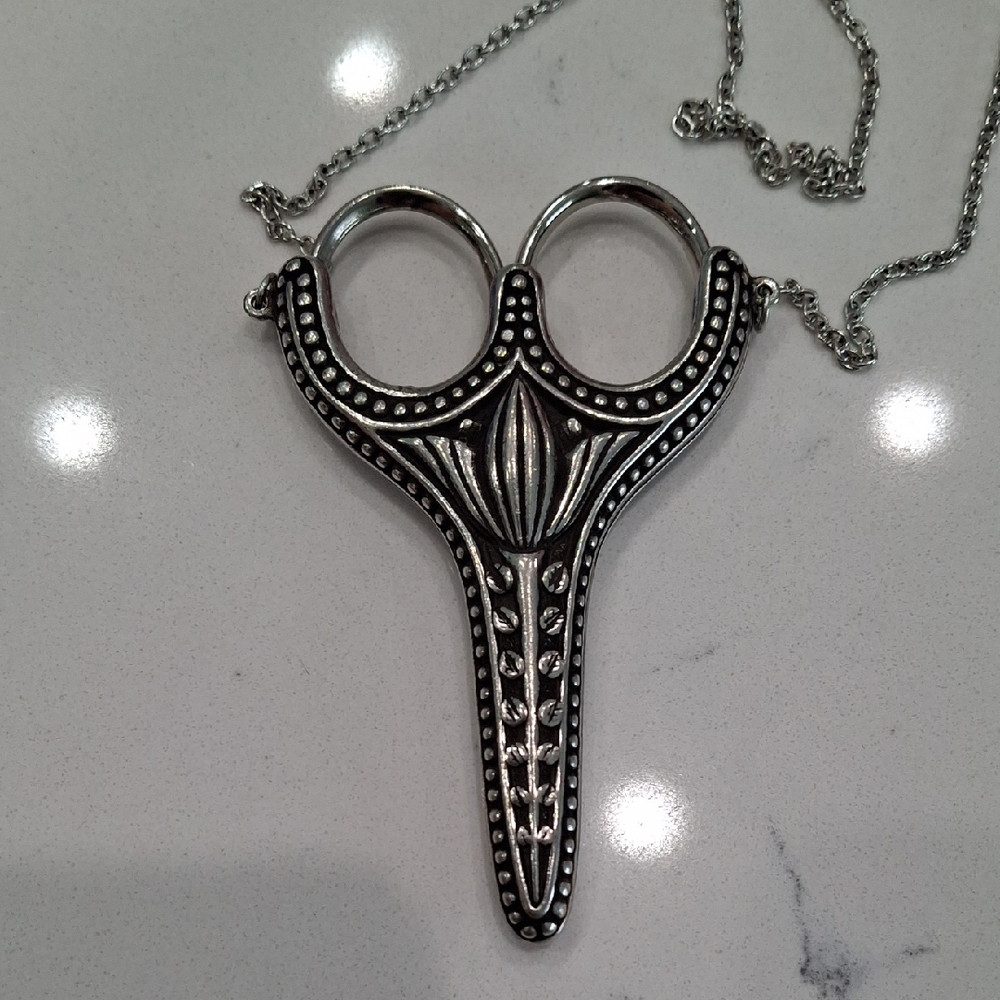 Silver Scissors Pendant Necklace